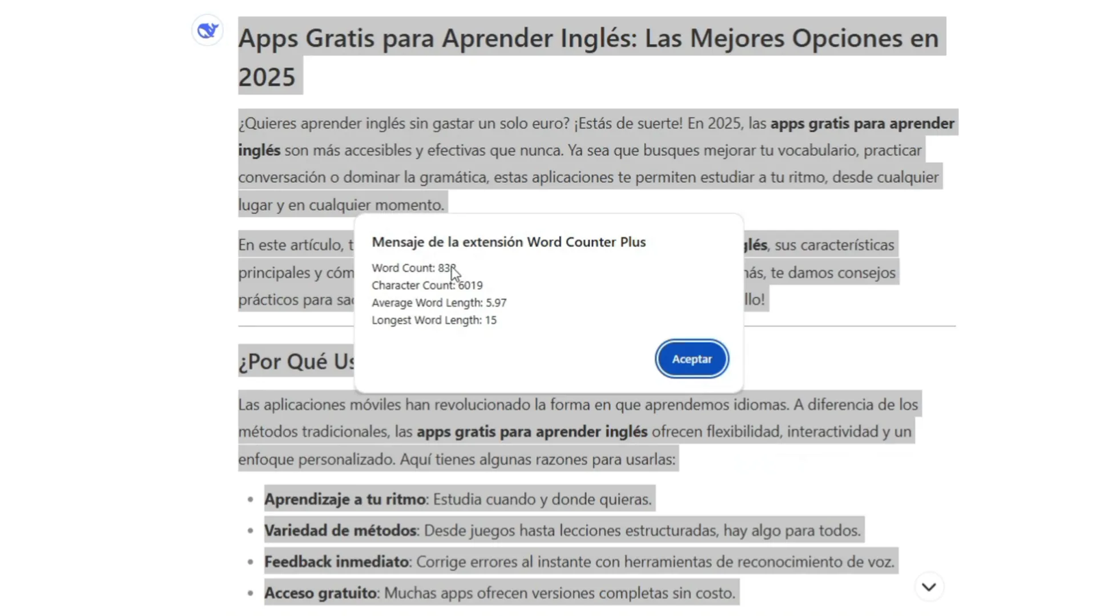 Generación de un artículo con Deepseek