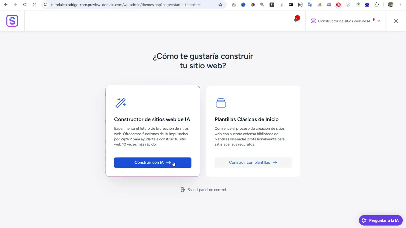 Cómo Hacer un Sitio Web para Dentista con WordPress + IA + Hostinger 7 Interfaz de construcción con IA
