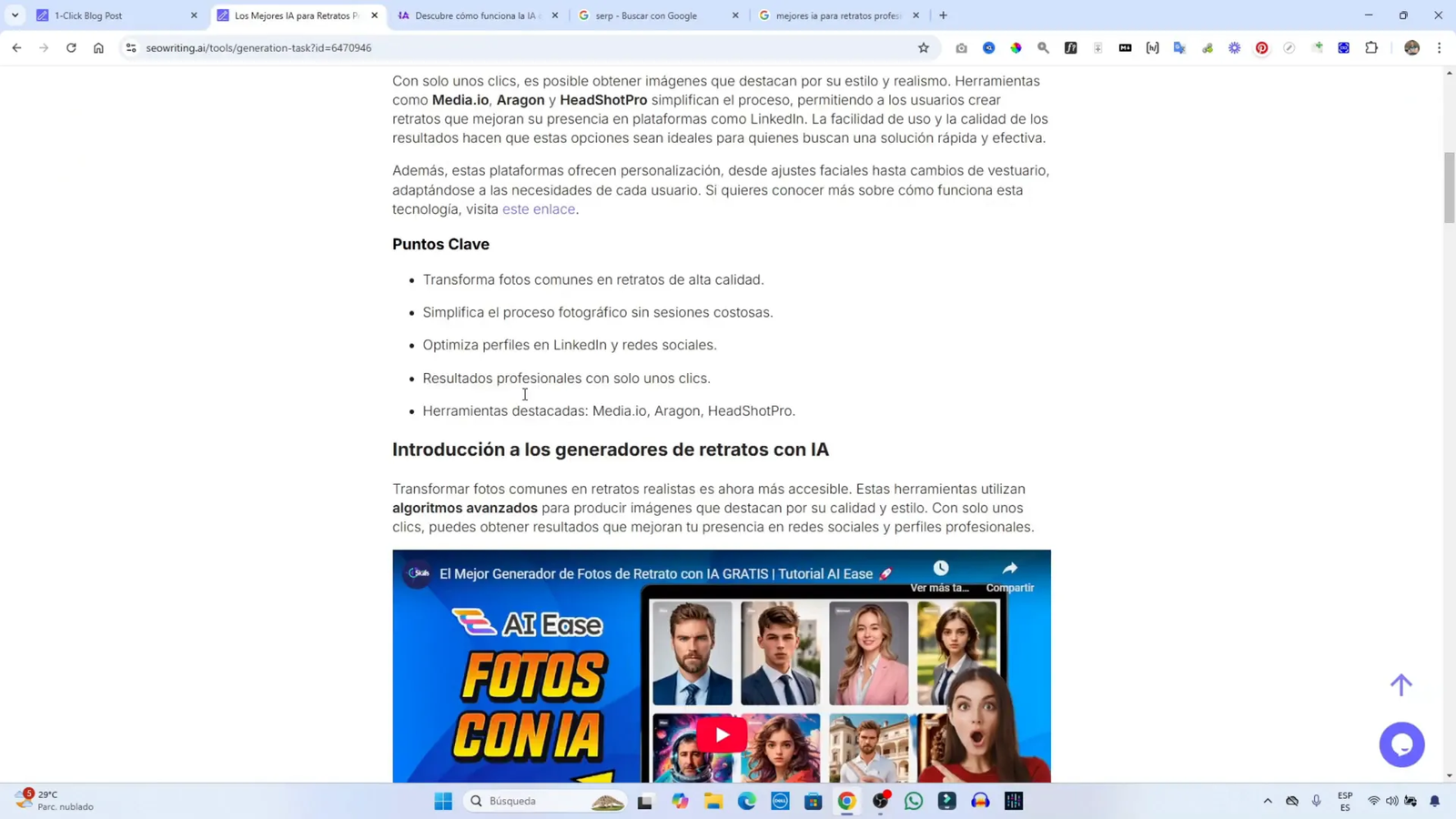 Revisión del artículo generado