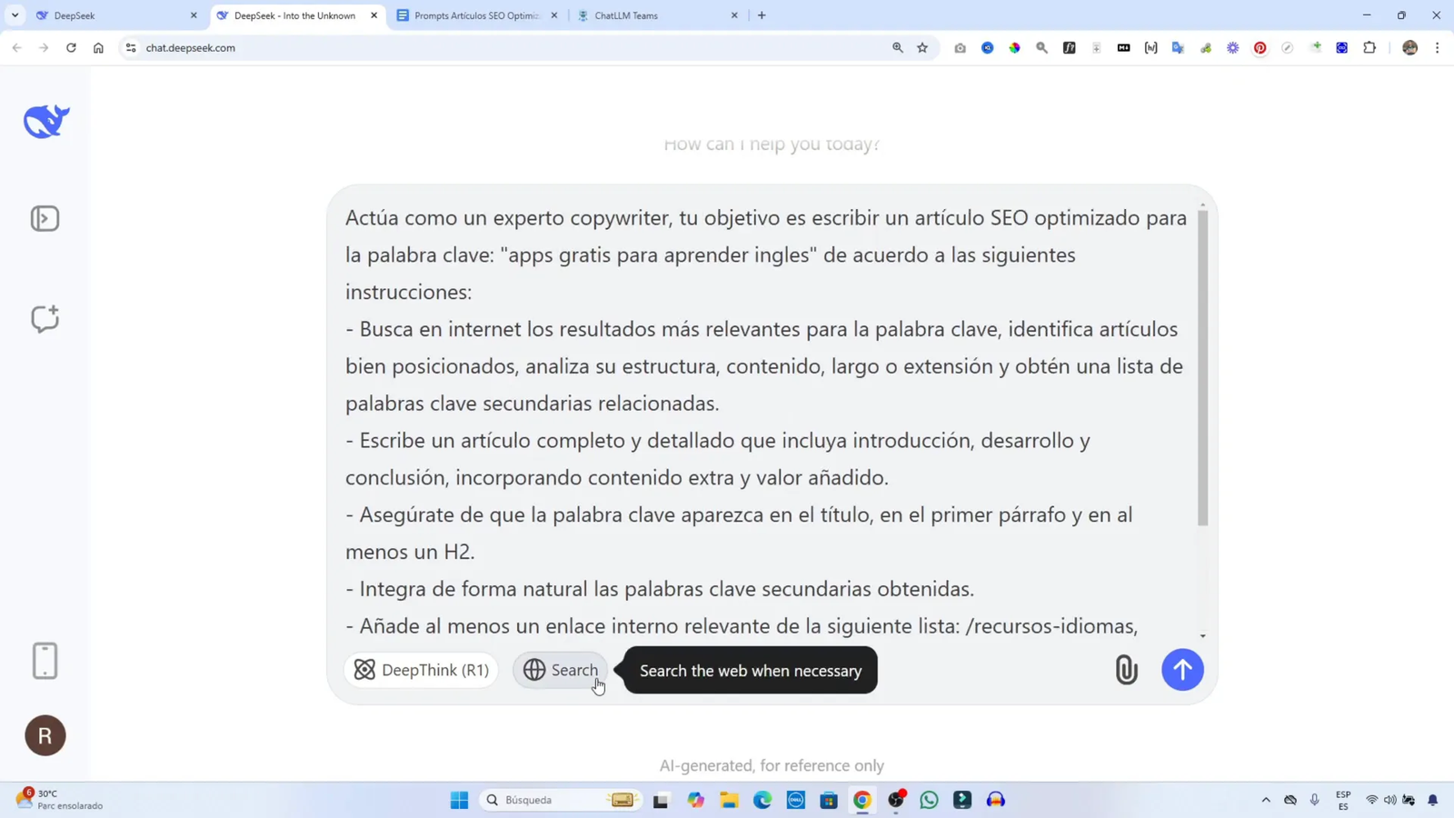 Ejemplo de enlaces internos en un artículo