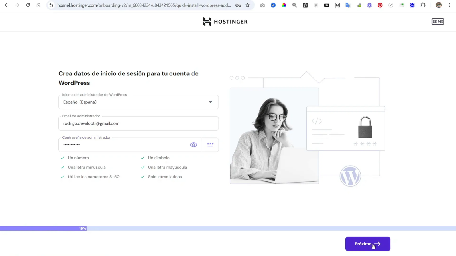 Cómo Hacer un Sitio Web para Dentista con WordPress + IA + Hostinger 4 Instalación de WordPress en Hostinger