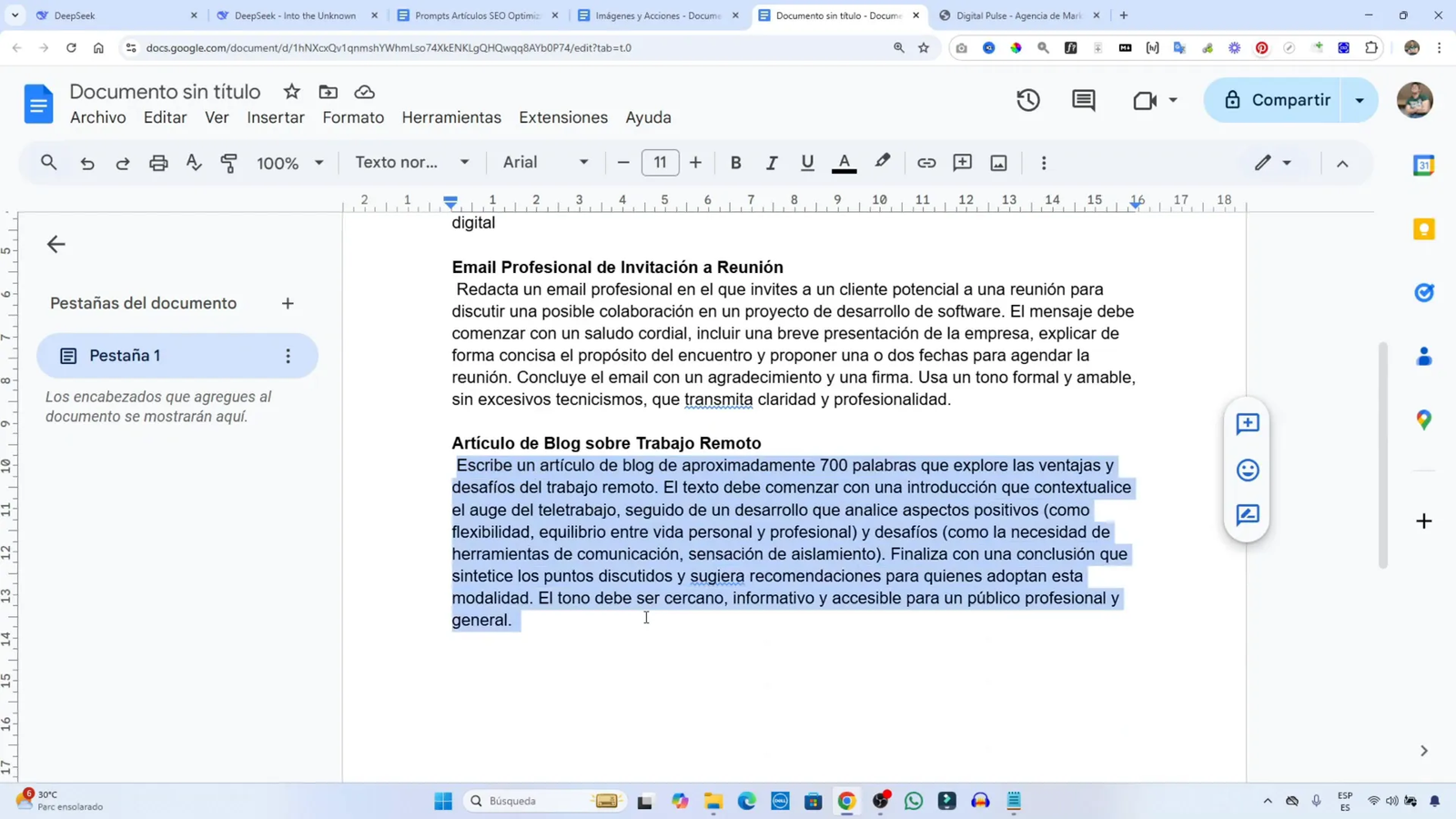 DeepSeek: La IA Gratuita que Rivaliza con ChatGPT 9 Redacción de artículos en DeepSeek