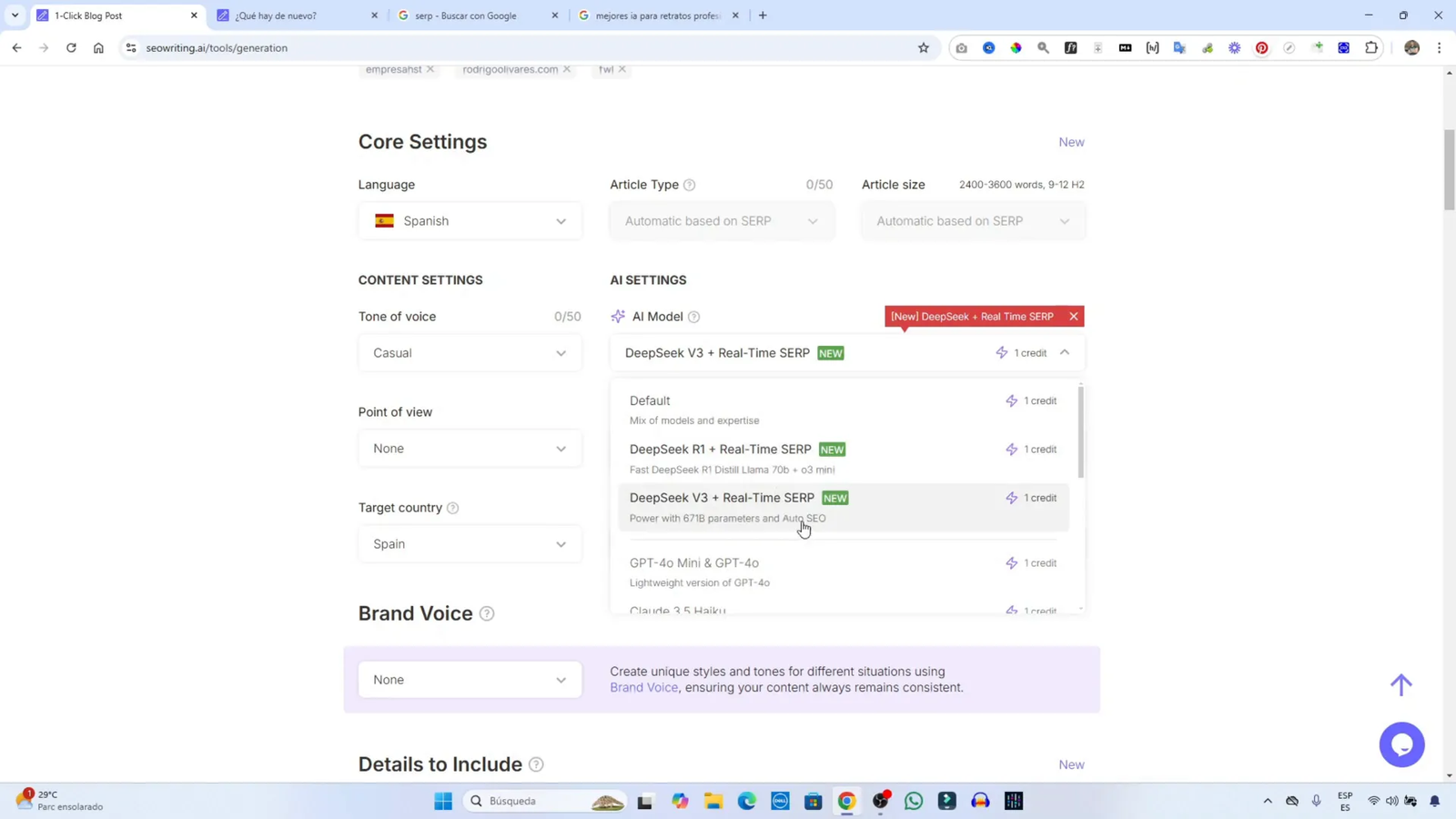 Ajustes automáticos en SEO Griding