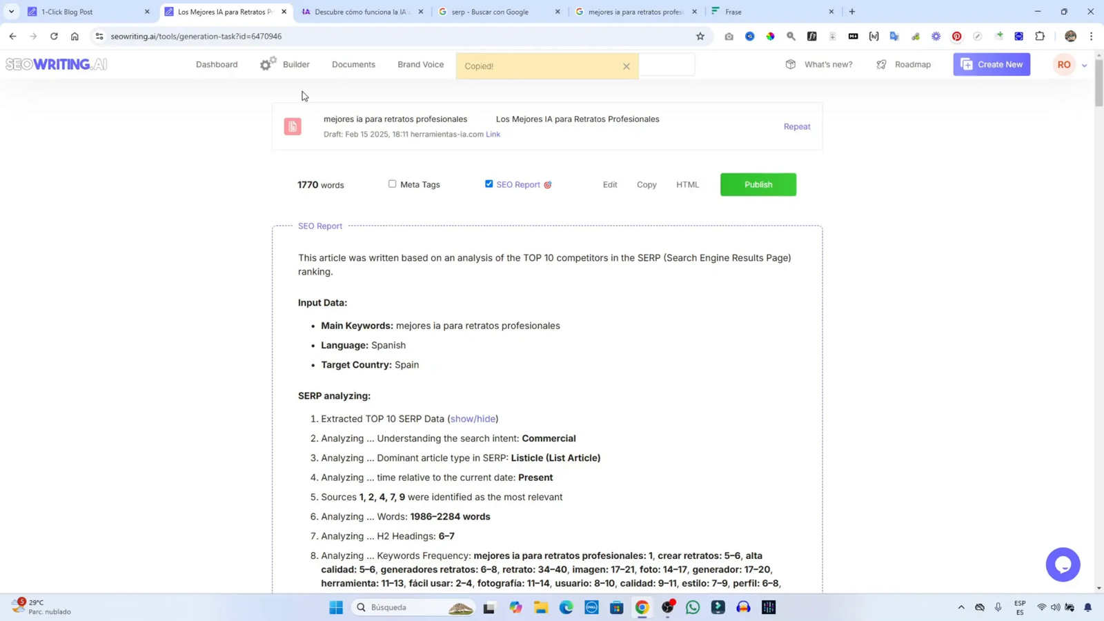 Análisis de la palabra clave