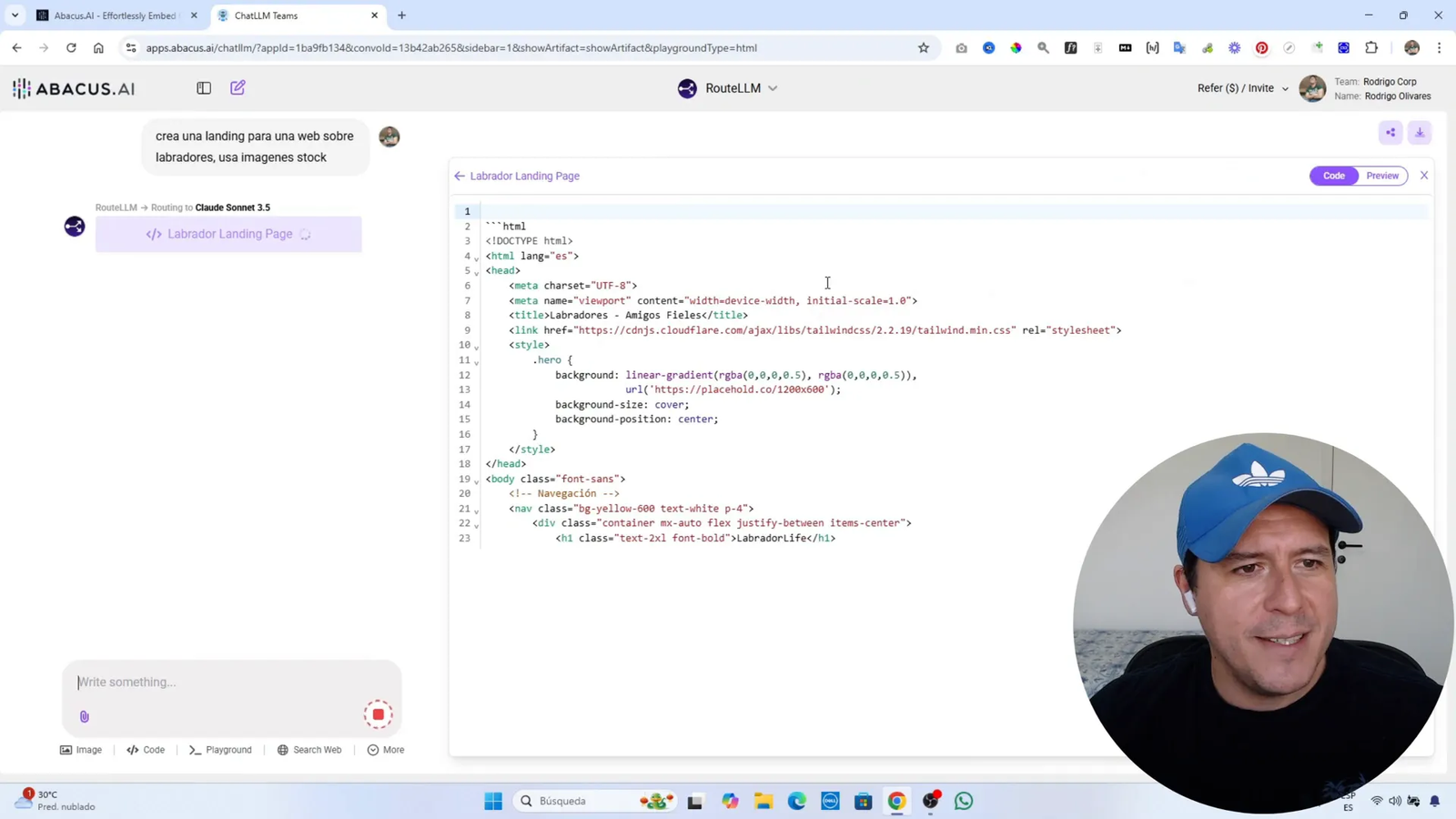 Descubre ChatLLM: La Plataforma Todo-en-Uno para Inteligencia Artificial 7 Generación de código para una landing page