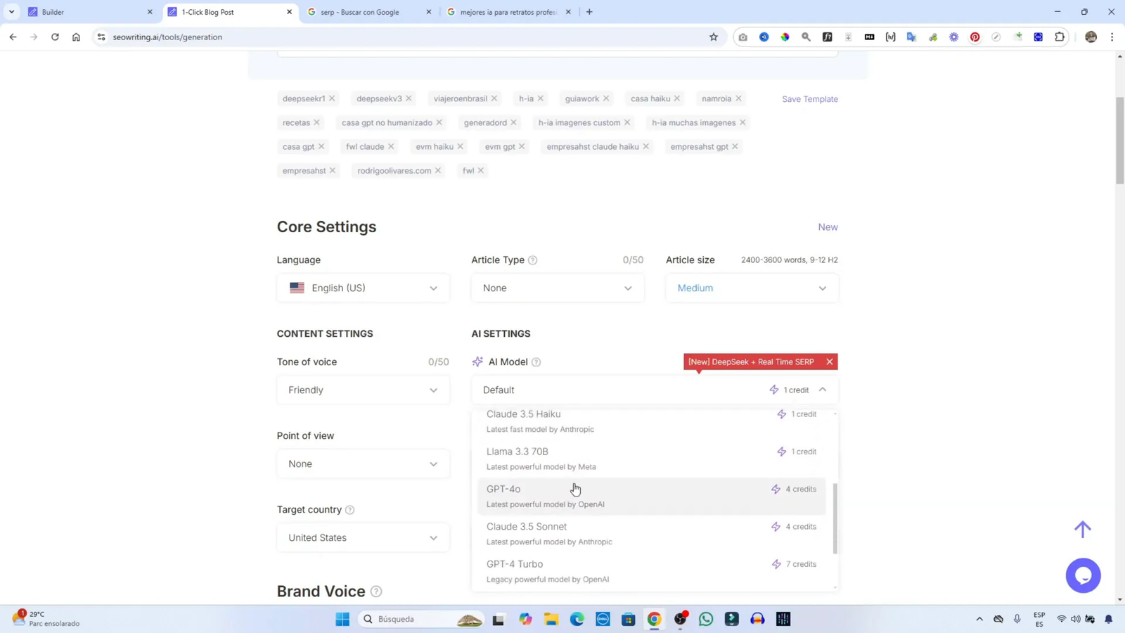 Ejecutando la generación del artículo