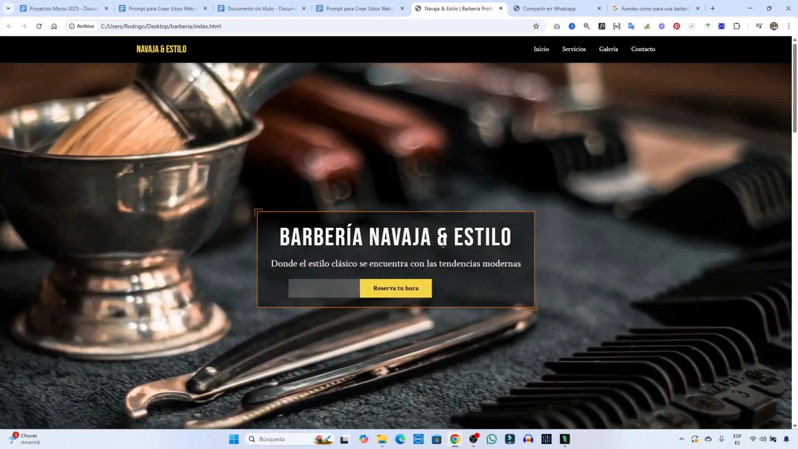 Copia mi Método: Crea Sitios Web Completos para Clientes o para Ti usando IA 8 Revisando el diseño de la página de inicio