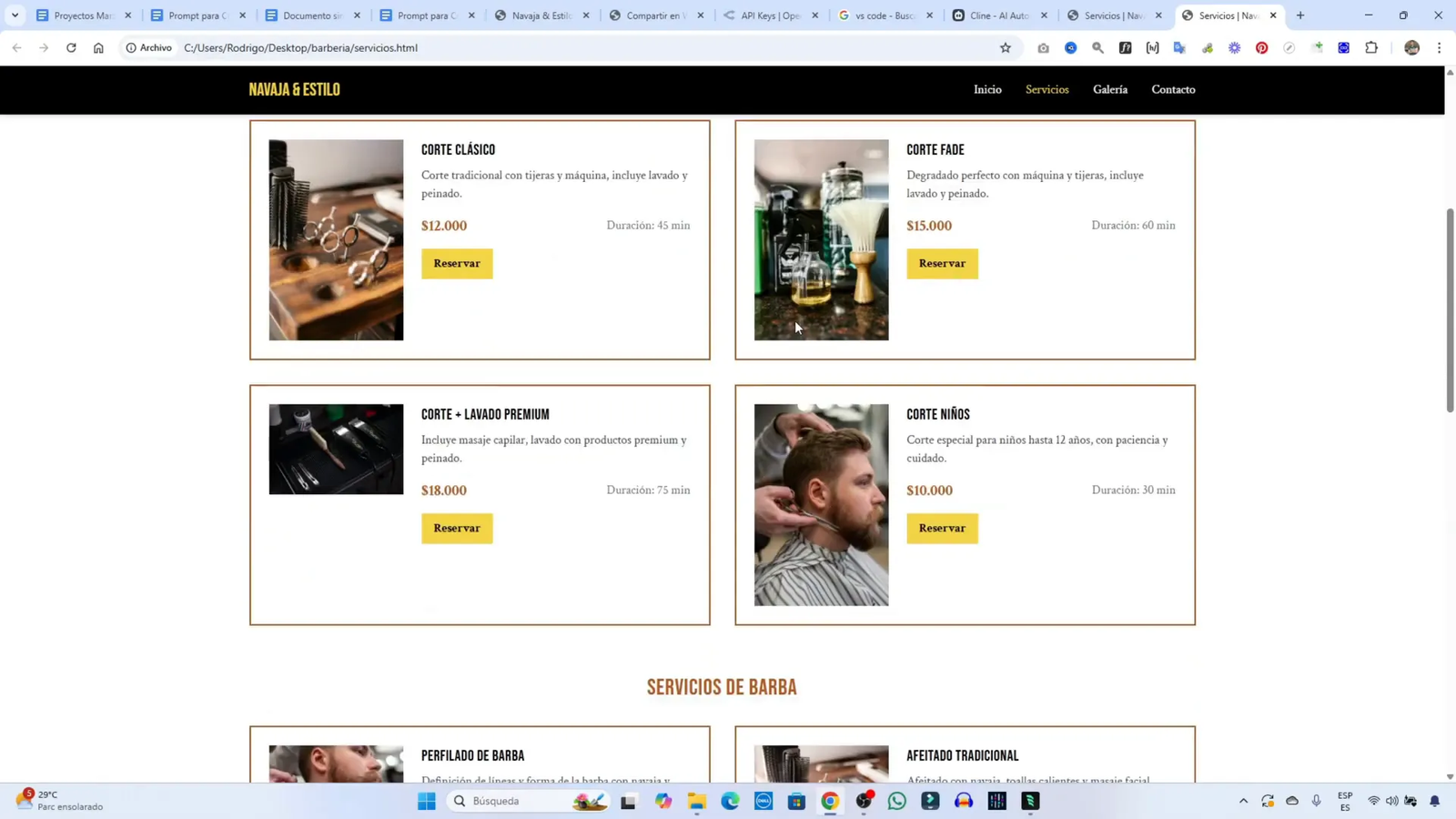 Copia mi Método: Crea Sitios Web Completos para Clientes o para Ti usando IA 9 Diseño de la página de servicios