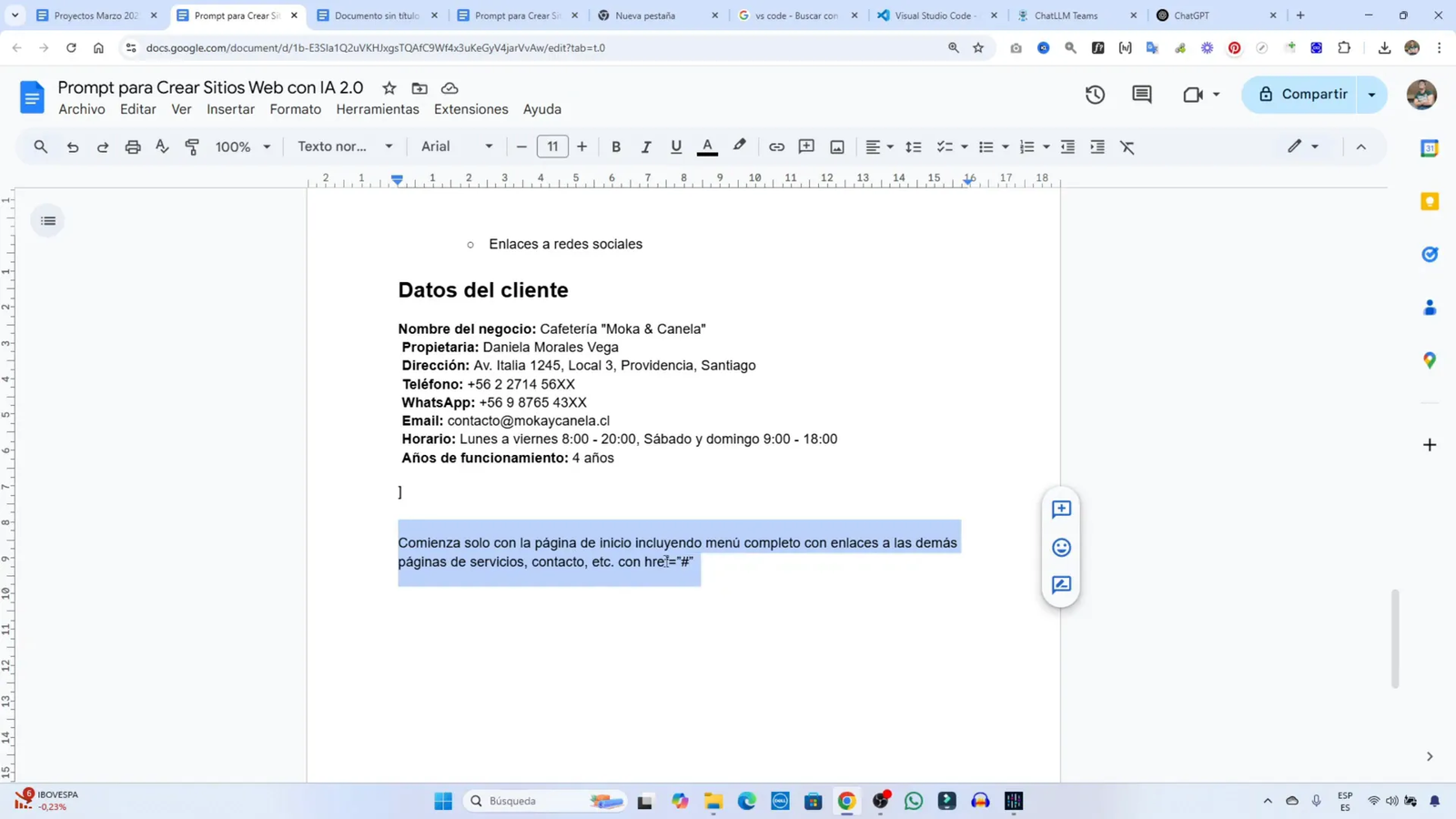 Instrucciones específicas para el sitio web