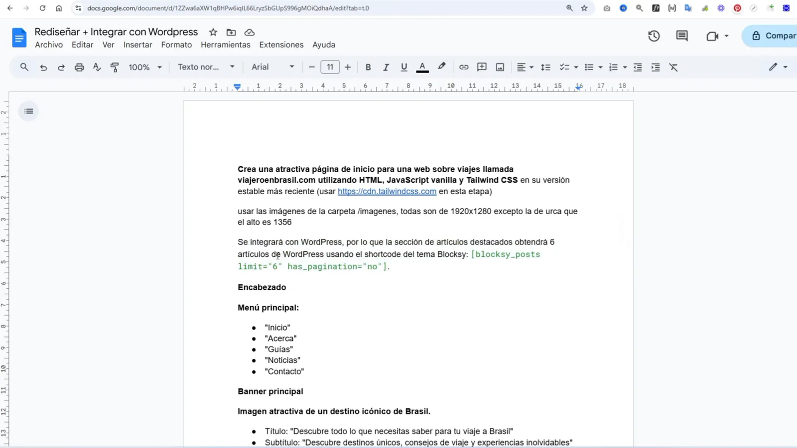 Estructura del diseño del sitio