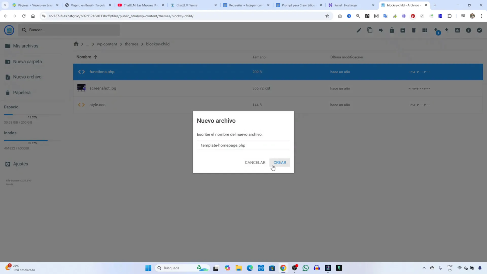 Creando el archivo template-homepage