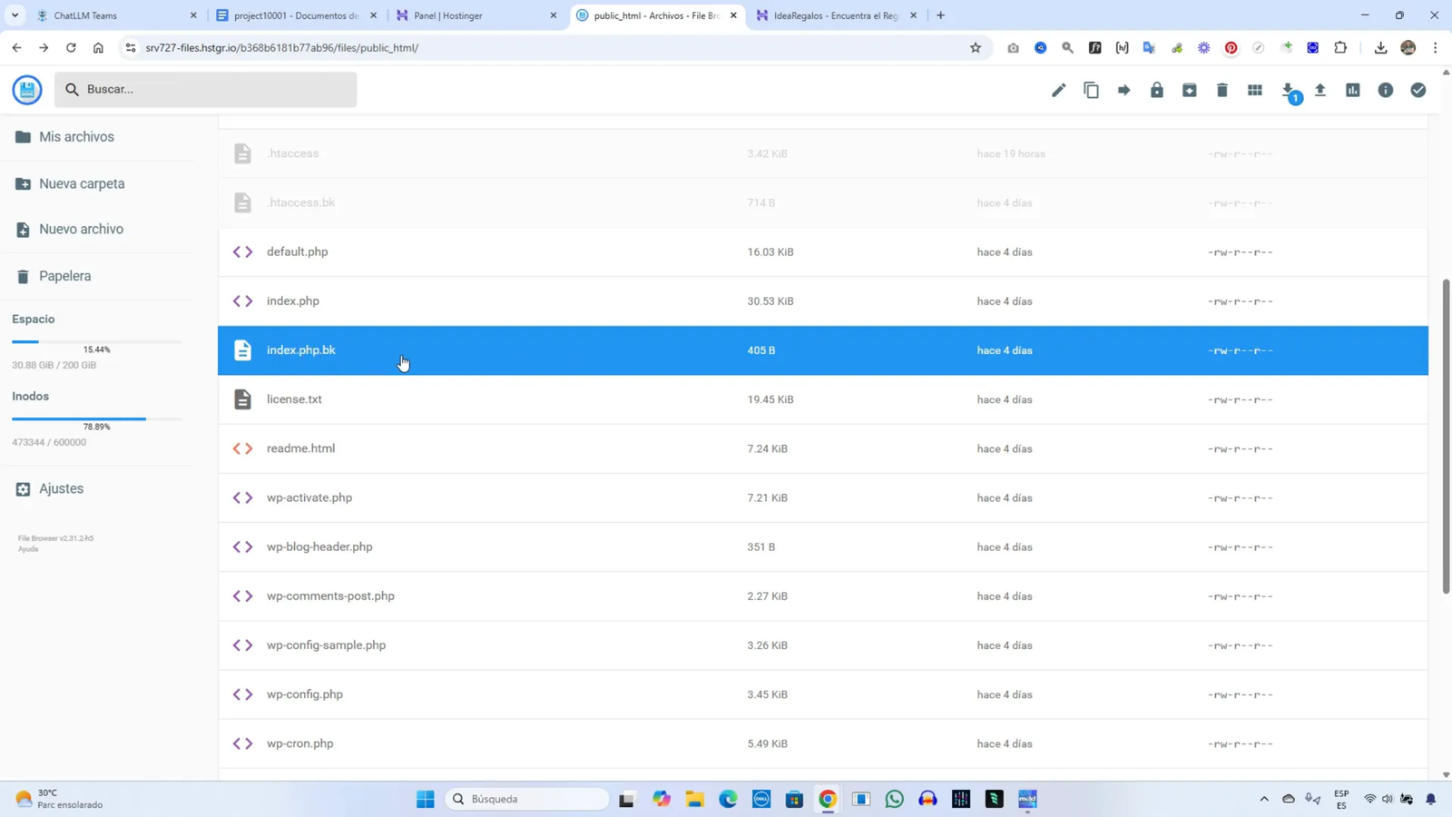 Creando una Web Nicho Rentable con IA desde 0 - Parte 3 2 Renombrando el archivo index.php a inicio.php