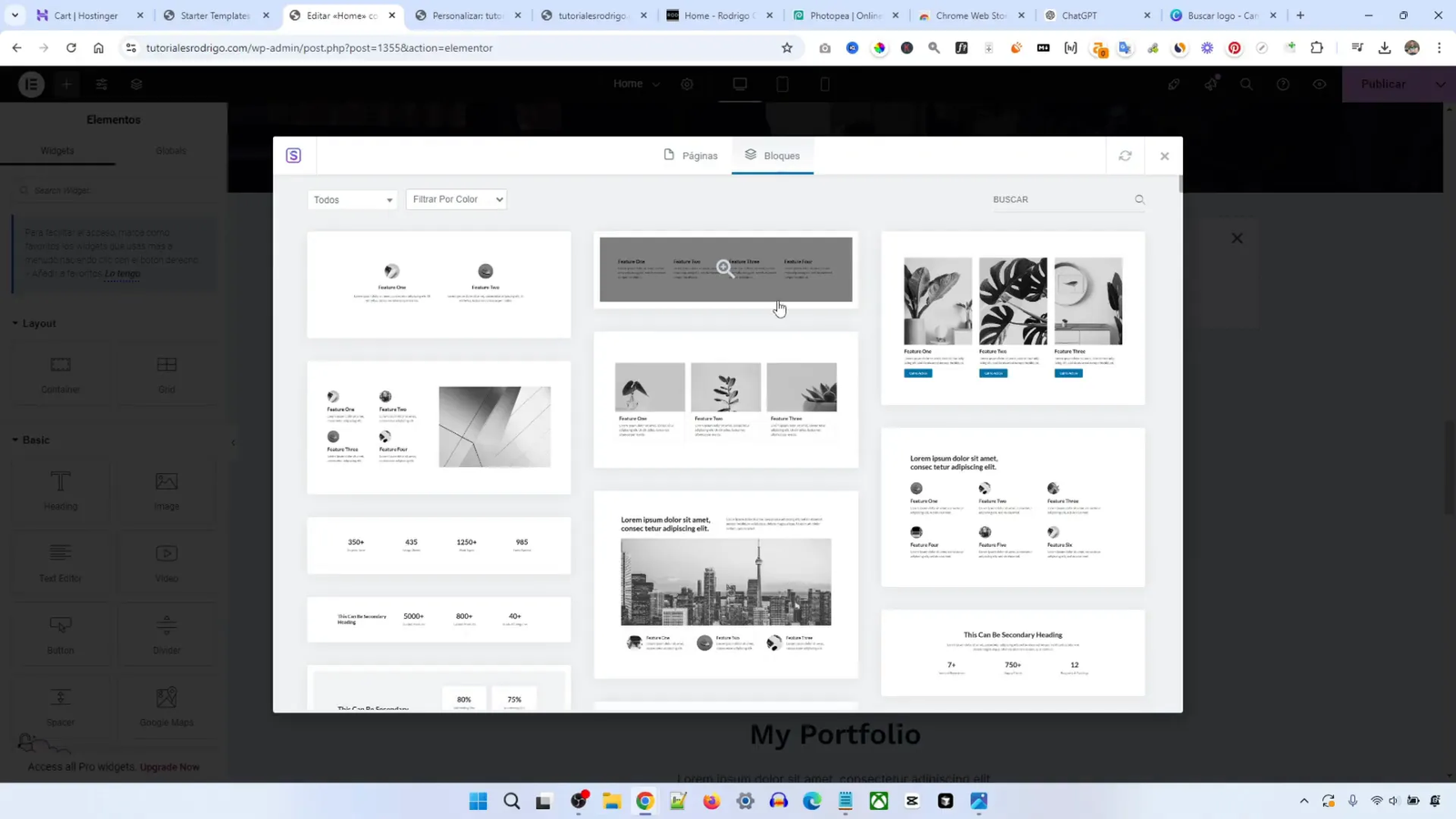Agregar bloques de testimonios con Astra Starter Templates
