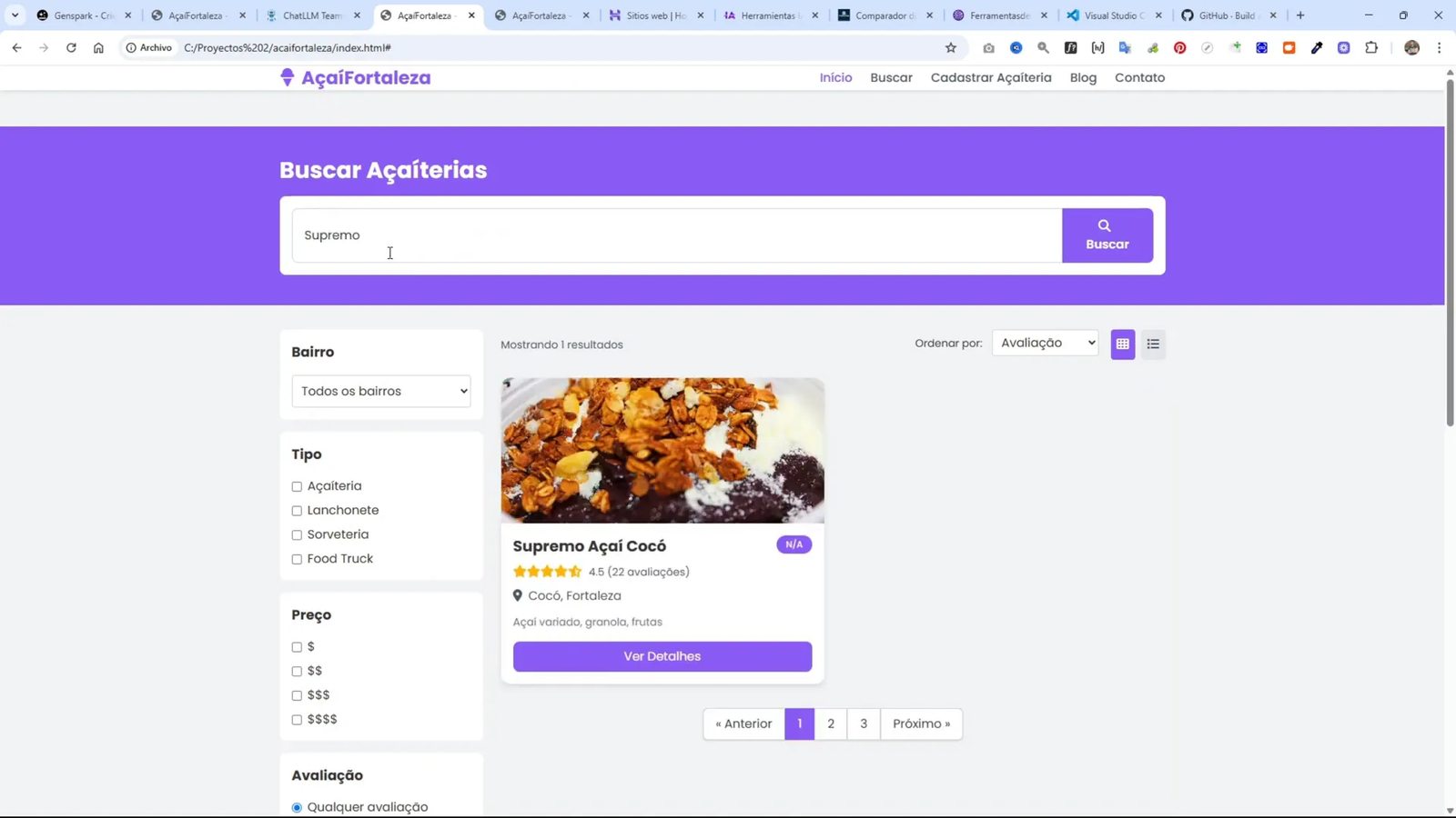 Filtro funcionando en el directorio web