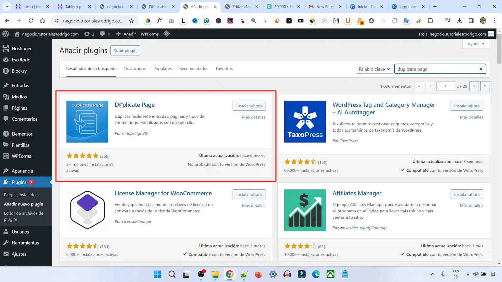 Duplicar página con plugin Duplicate Page