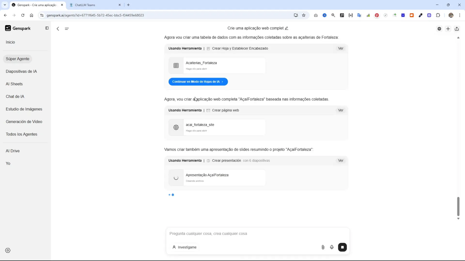 Detalle del prompt utilizado para la generación automática del sitio web