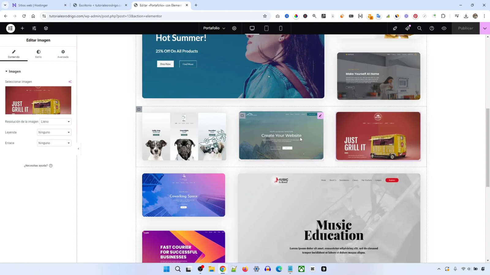 Editar galería de portafolio con Elementor