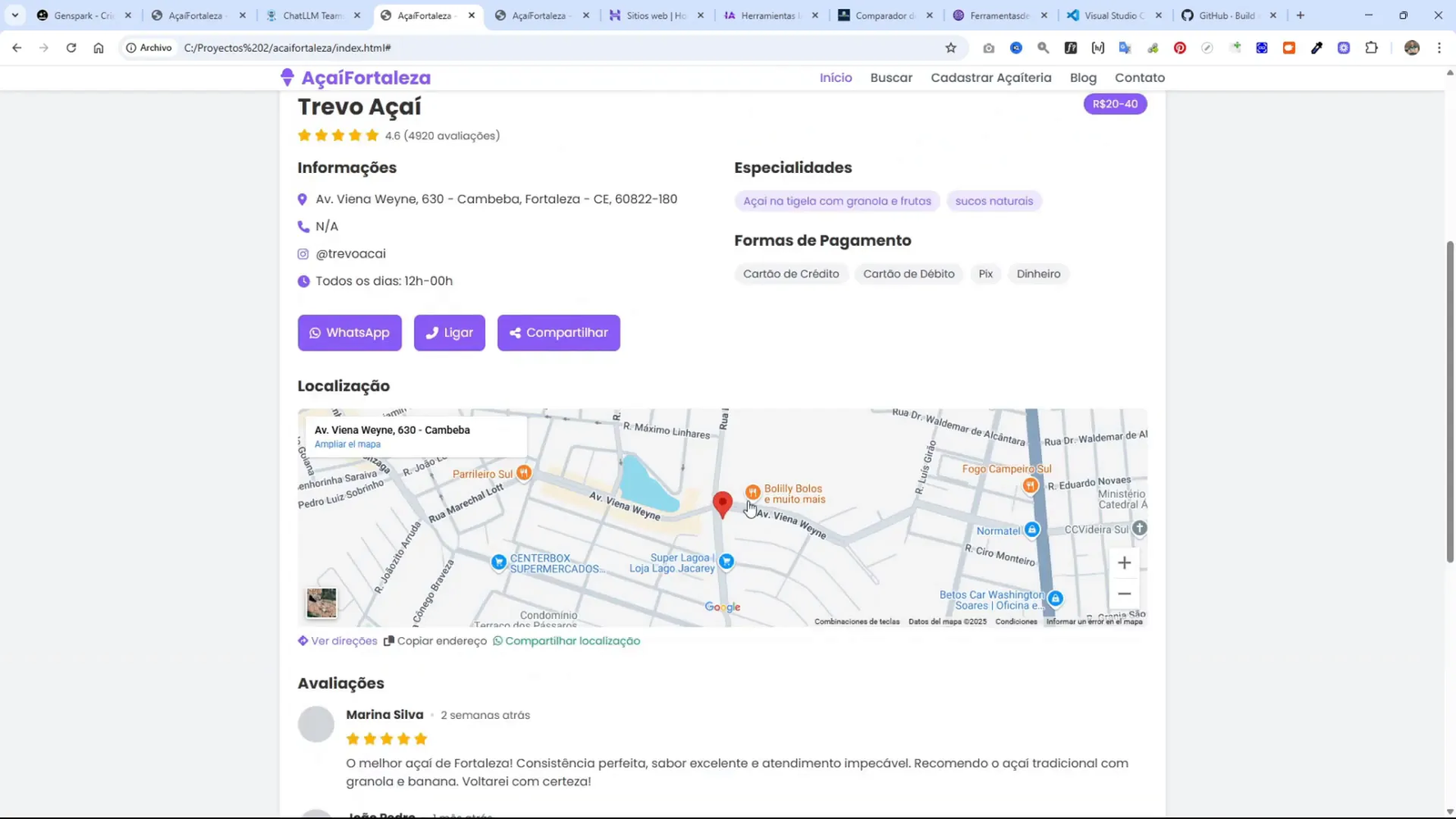 Mapa integrado en la ficha del directorio