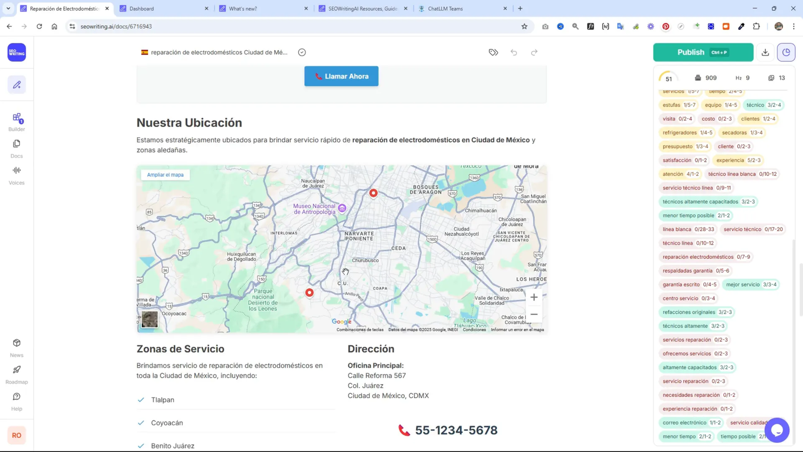 Crea Increíbles Páginas Web con este Agente IA para SEO 5 Ejemplo de una página de servicio generada con Super Page
