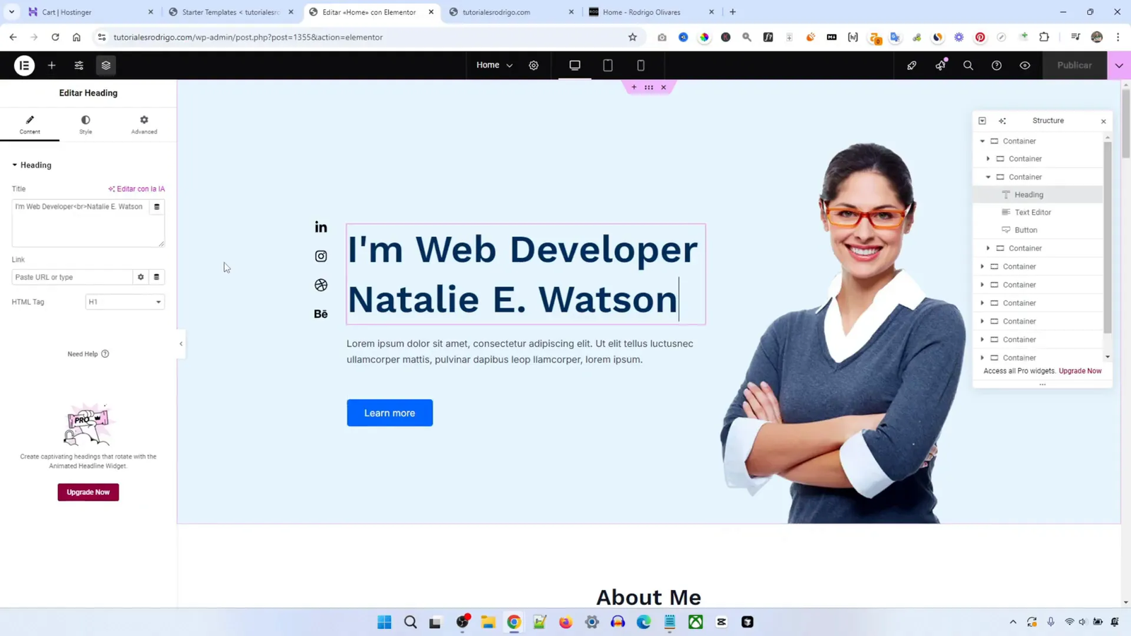 Edición de textos con Elementor