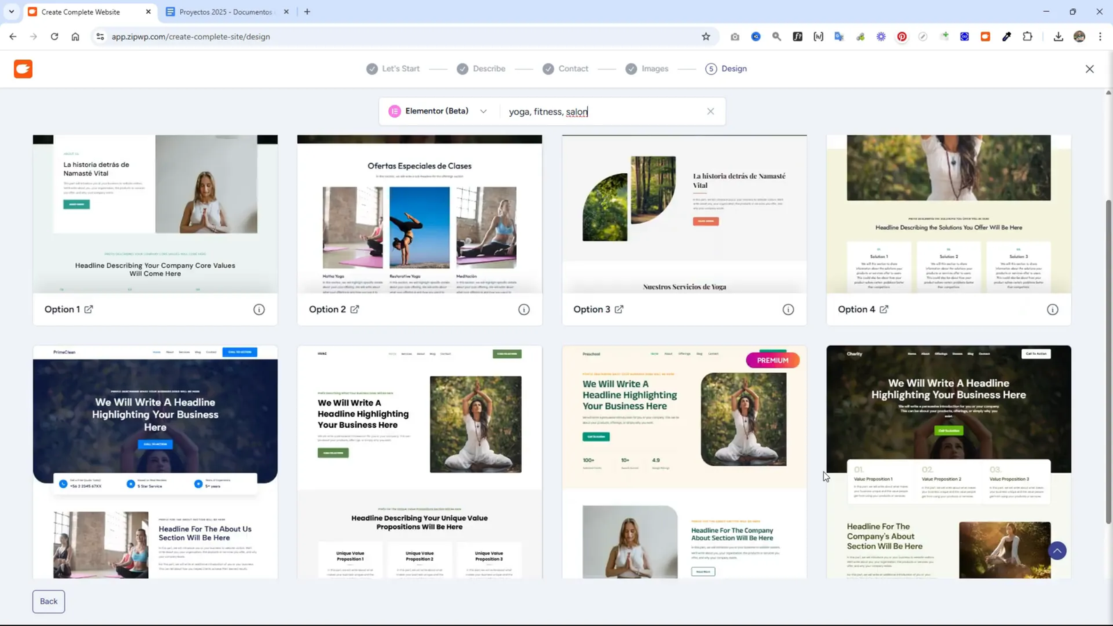 Opciones de diseño en Elementor