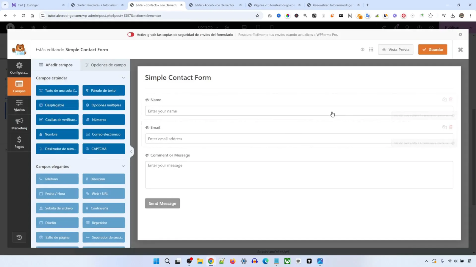Editar formulario de contacto con WPForms