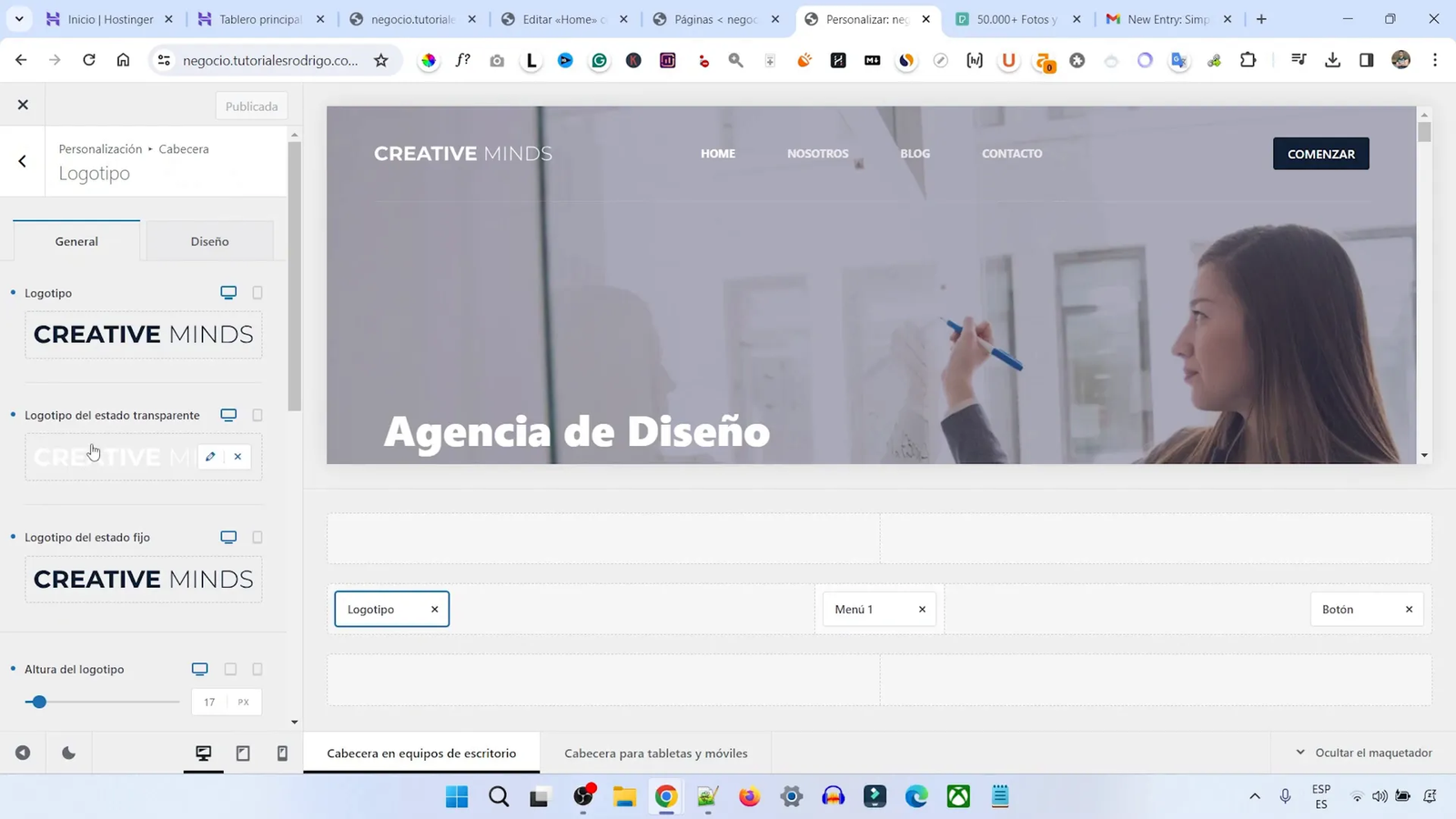 Cambiar logo en el personalizador de WordPress