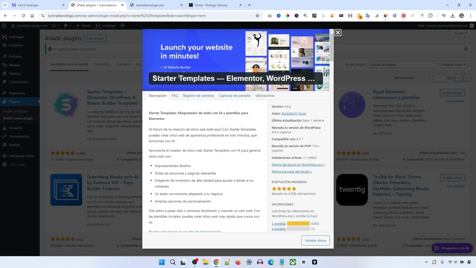 Plugin Starter Templates para WordPress