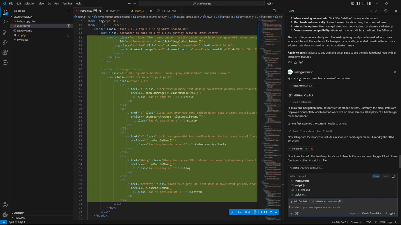 Ajuste del menú responsivo en el directorio