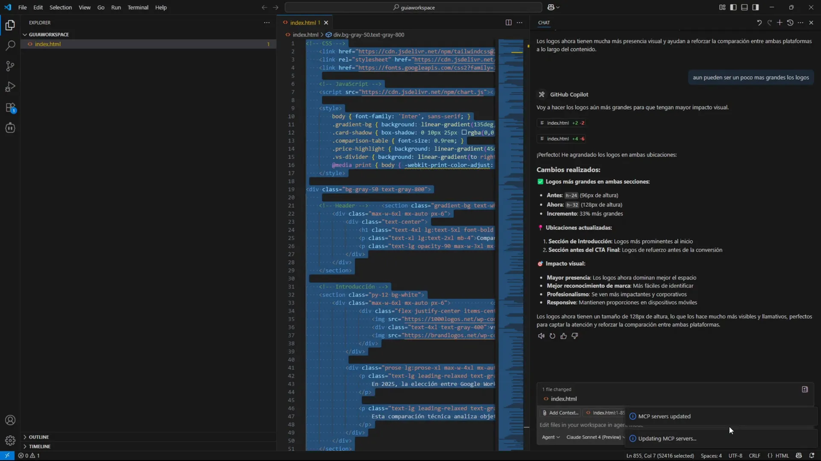 Edición del código del directorio web en Visual Studio Code