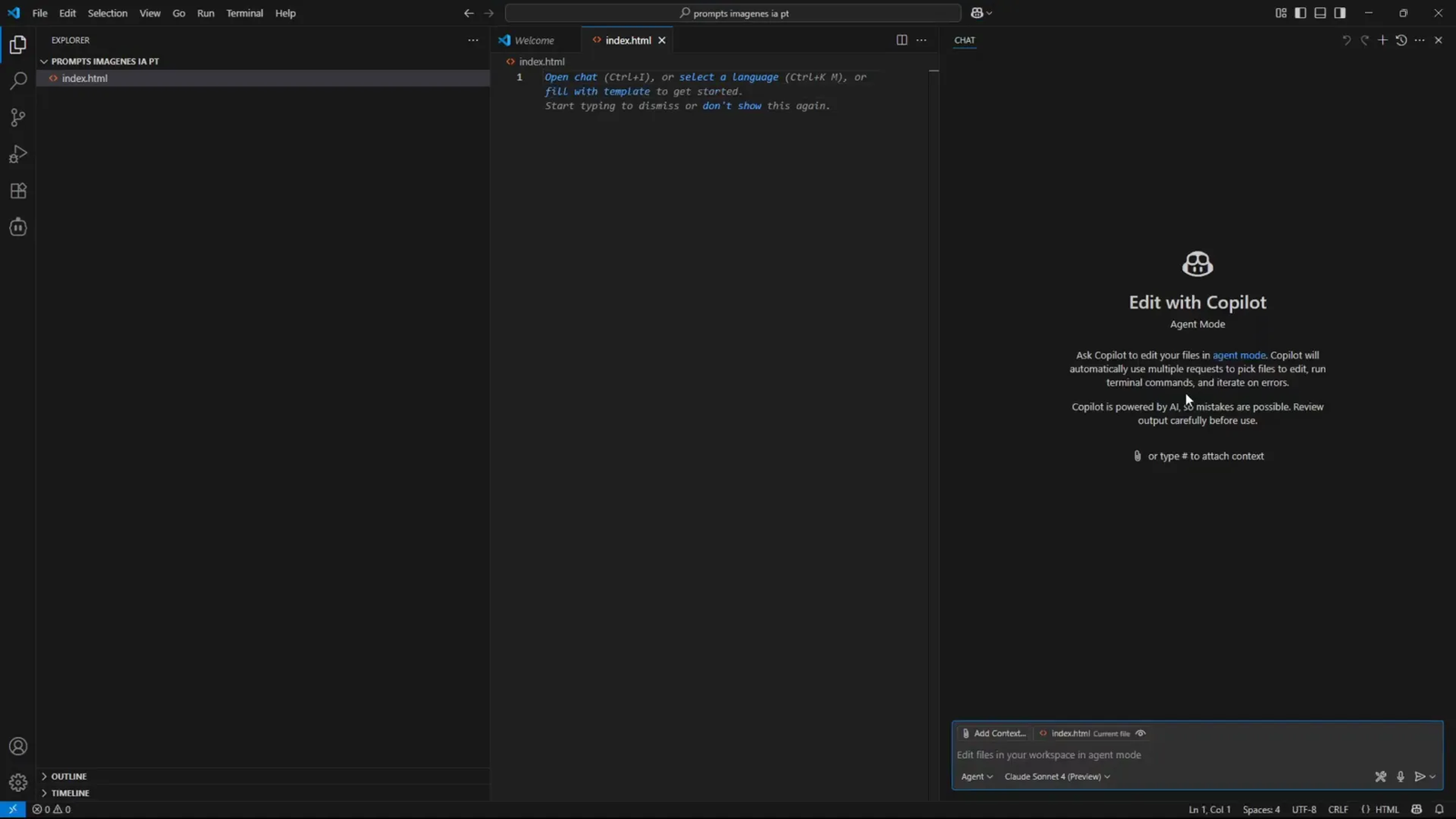 Uso de GitHub Copilot en VS Code para generar código del sitio web