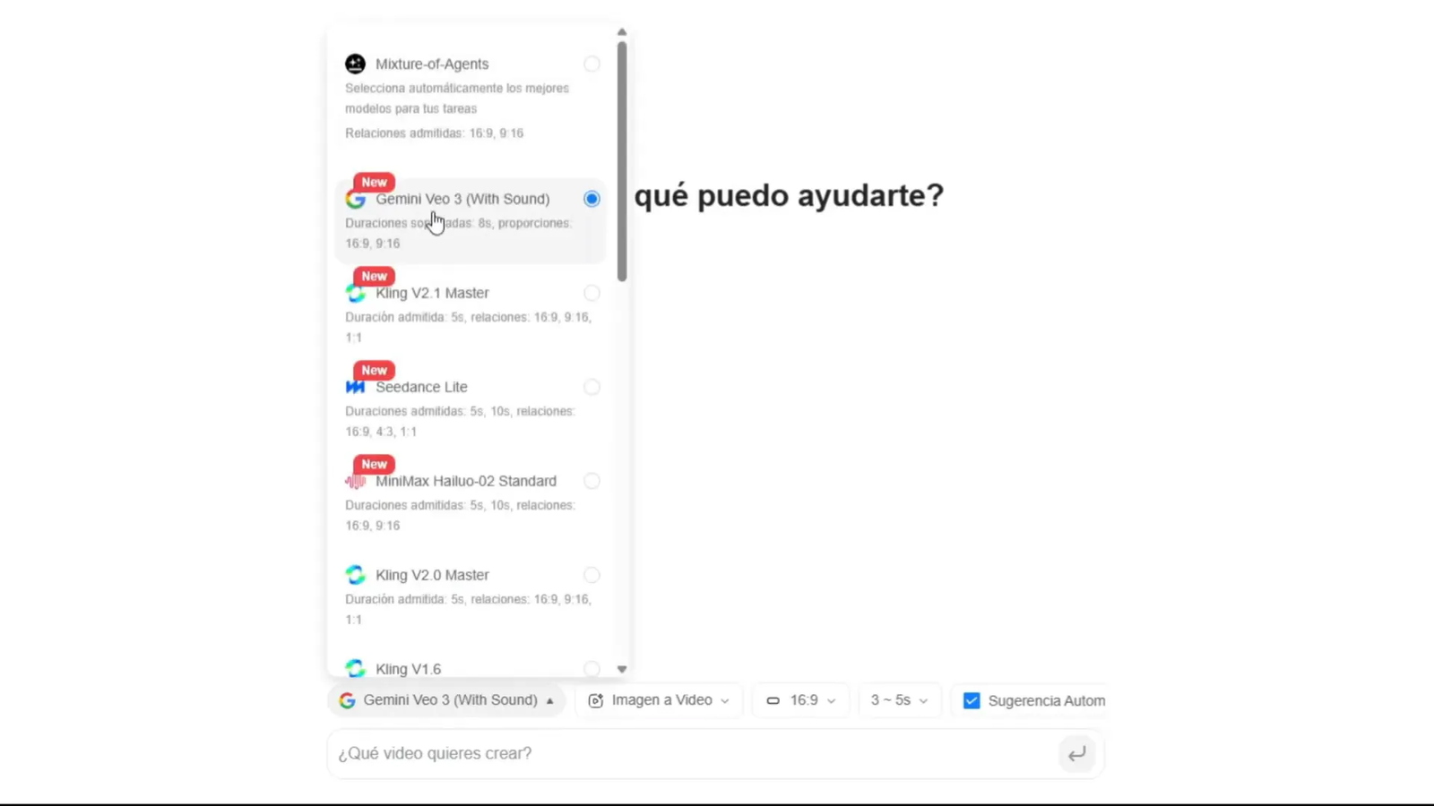 Esta es la forma MÁS FÁCIL de crear VIDEOS con IA (GENSPARK + VEO 3) 4 Interfaz de GenSpark con opciones de modelos de IA para video