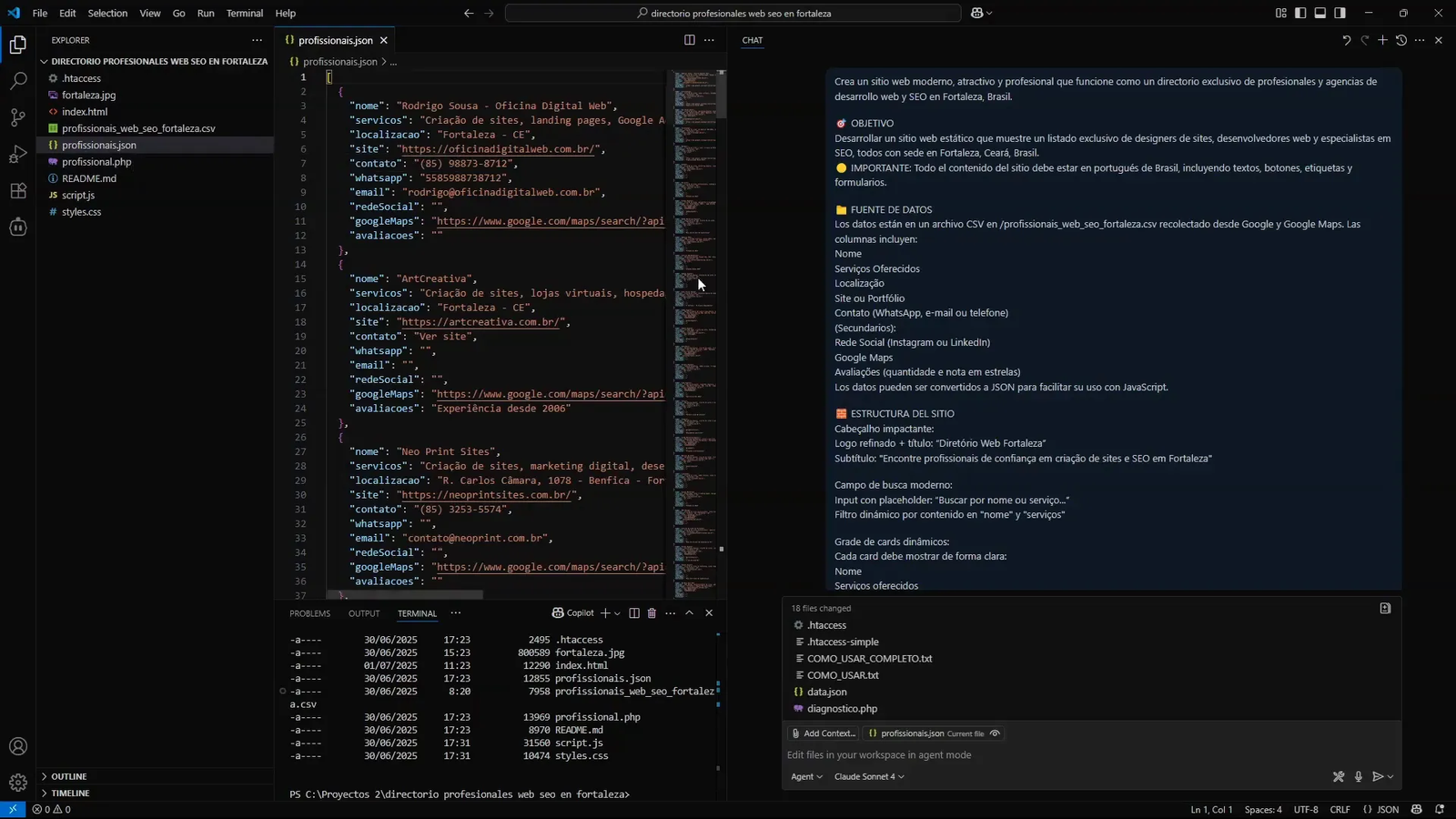 Conversión de datos CSV a JSON para uso en directorio