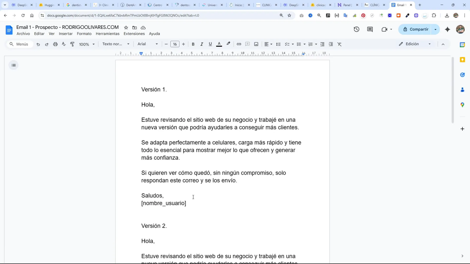Ejemplo de plantilla de correo para contactar clientes potenciales