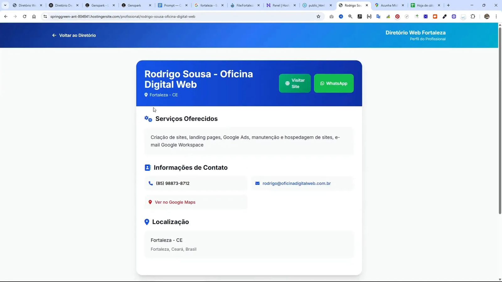 Perfil individual con URL SEO-friendly en directorio web