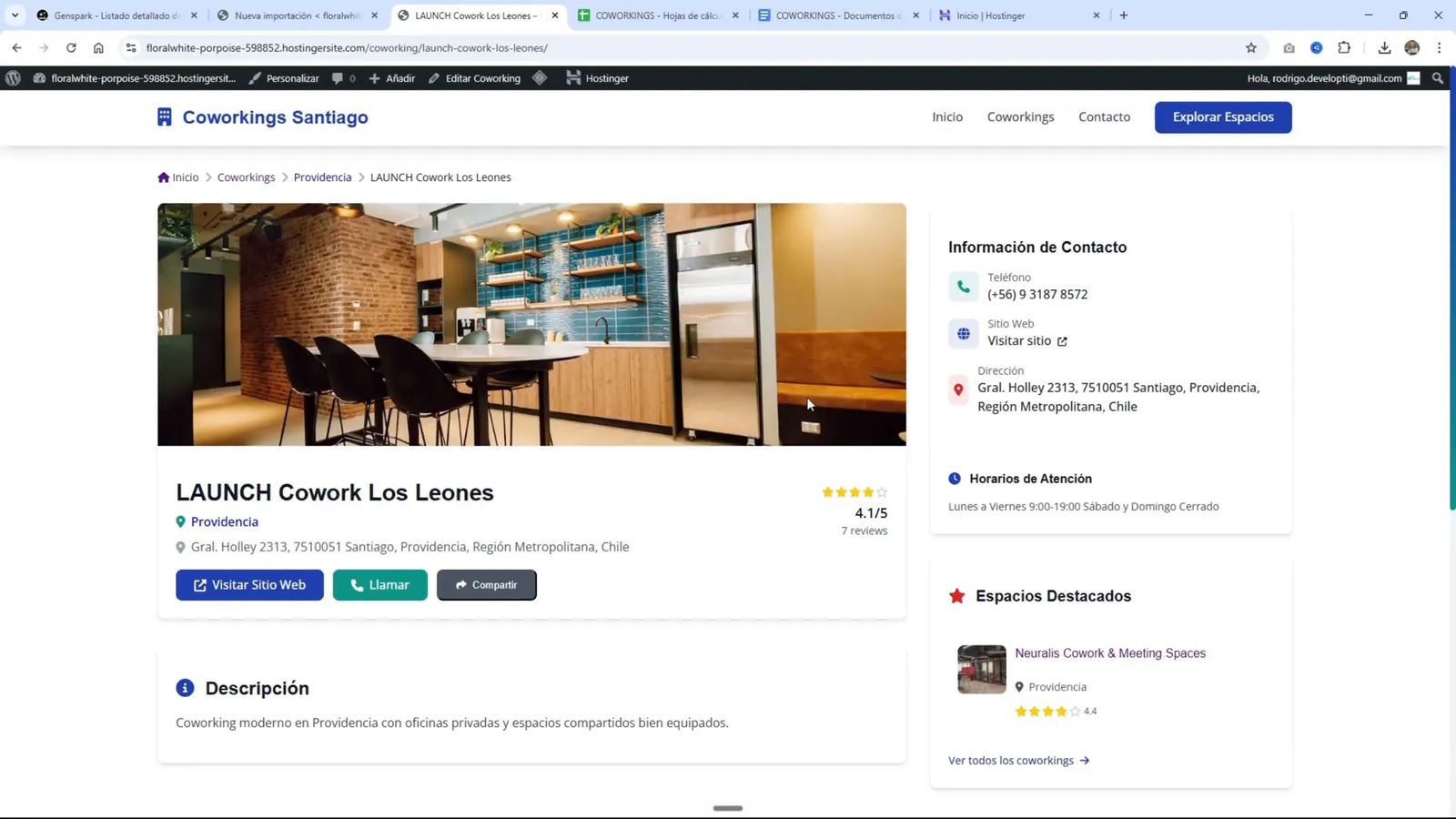 Vista del directorio con filtros y fichas de negocios