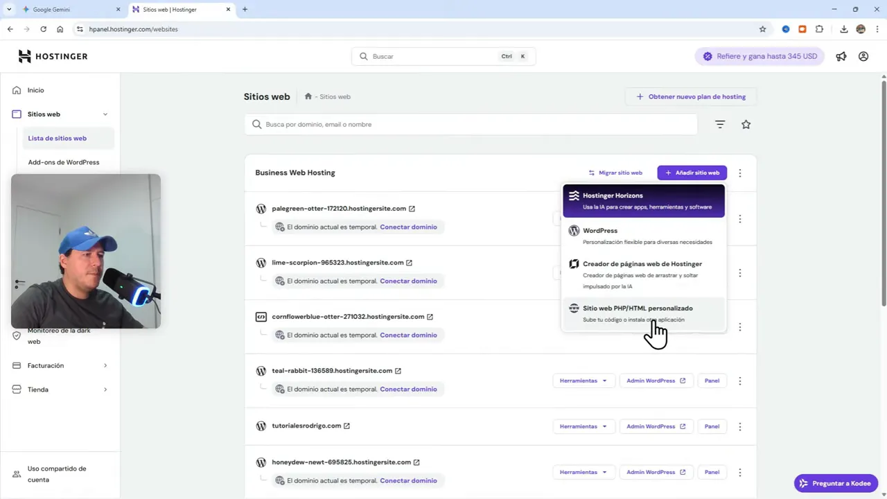 Panel de Hostinger, administrador de archivos y carpeta public_html