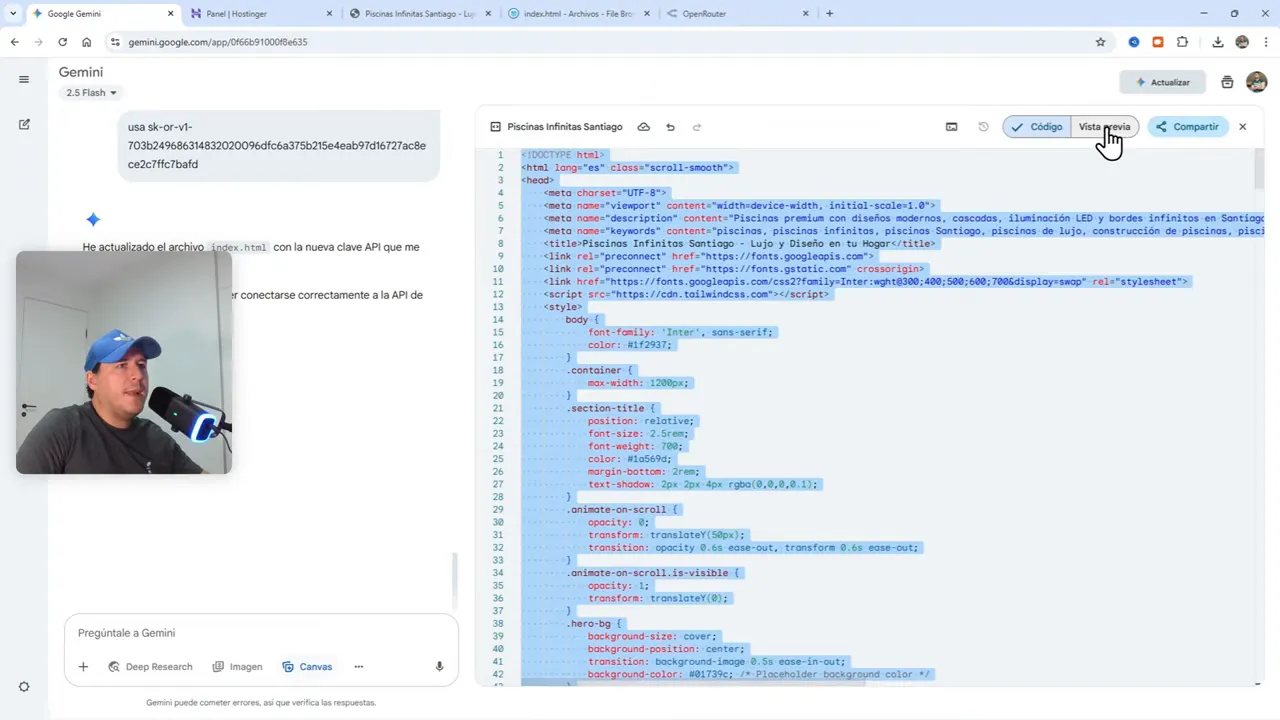 Prueba del chat respondiendo consultas (Grok) dentro del entorno de desarrollo