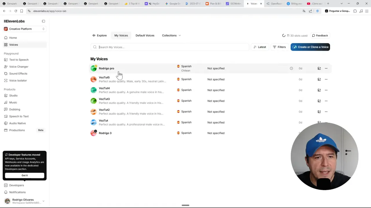 ElevenLabs con voces clonadas y planes