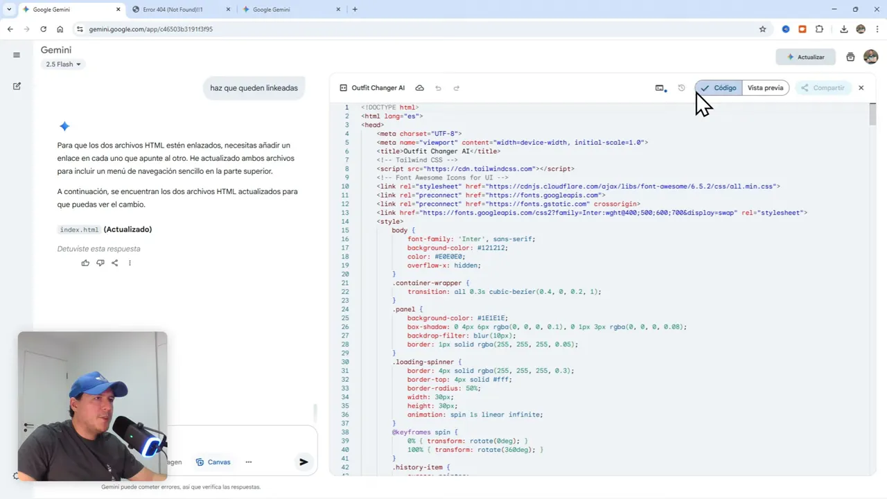 Crea Tu Primera App Profesional Gratis con Gemini Canvas (IA integrada) 13 Código generado por Canvas listo para exportar