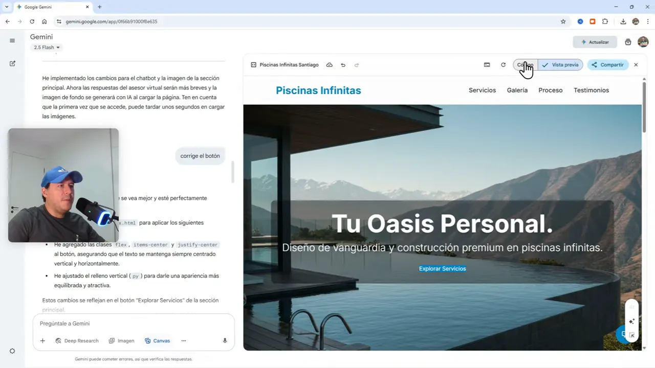 Galería de imágenes generadas y seleccionadas dentro de Gemini para la web