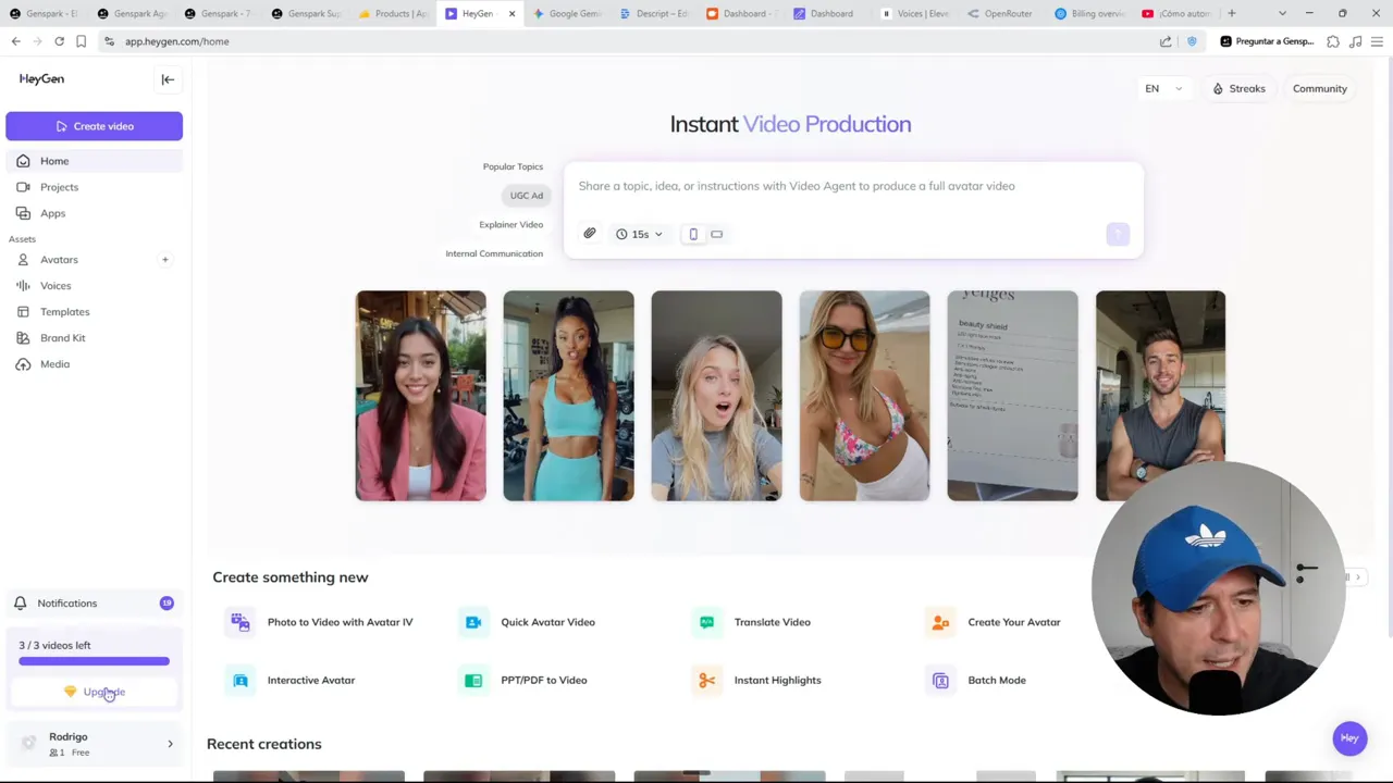 Ejemplo de flujo: traducción, generación de video y edición