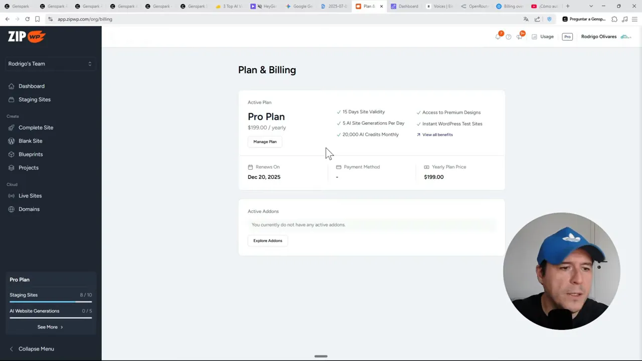 ZipWP: cinco generaciones de sitios al día y 20.000 créditos