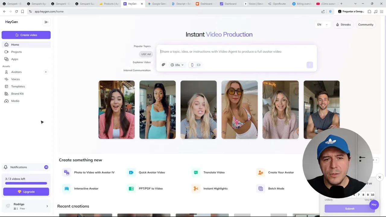 HeyGen generando video a partir de una imagen