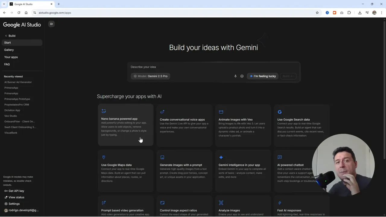 Google AI Studio ACTUALIZADO! Crea Increíbles Apps con IA GRATIS y Sin Límites 2 Pantalla de Build en Google AI Studio, la sección para crear aplicaciones