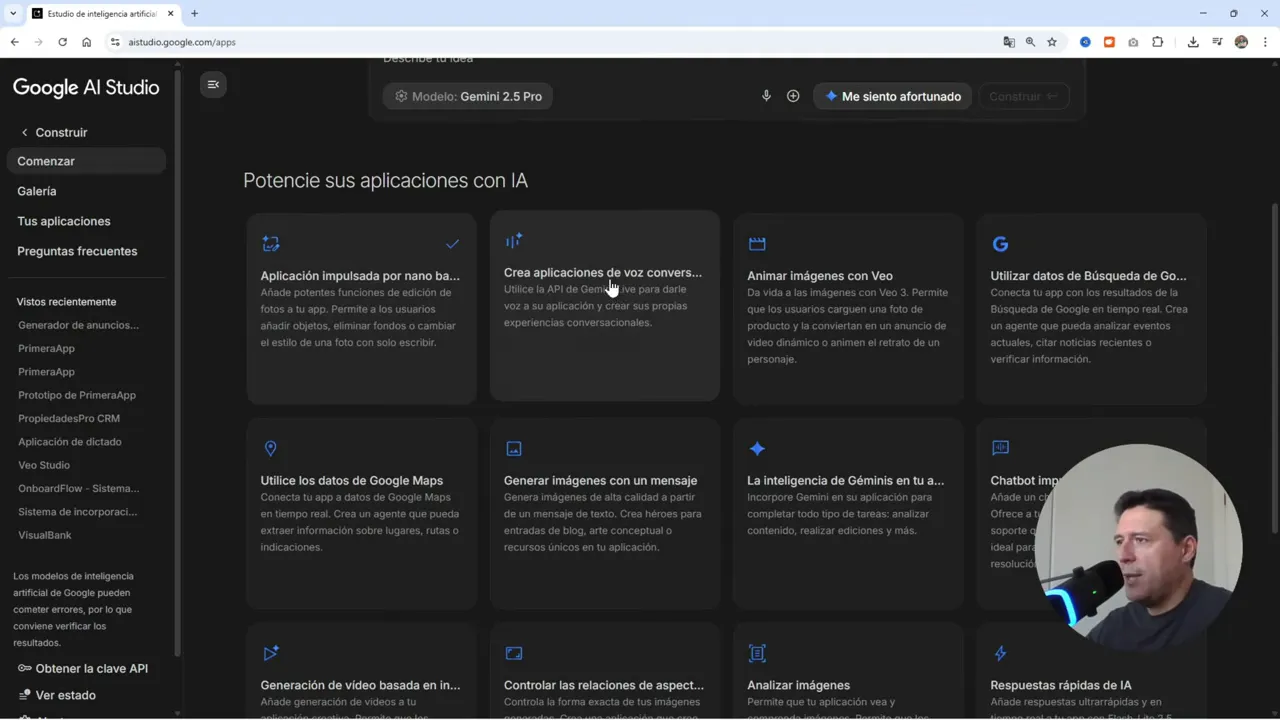 Google AI Studio ACTUALIZADO! Crea Increíbles Apps con IA GRATIS y Sin Límites 3 Tarjetas de funcionalidades que se pueden añadir a la app con un clic