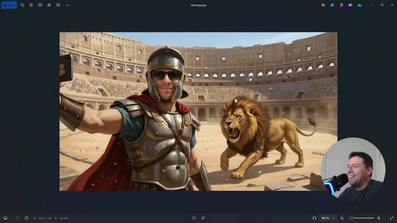 Google AI Studio ACTUALIZADO! Crea Increíbles Apps con IA GRATIS y Sin Límites 7 Resultado exitoso de la escena estilo imperio romano que muestra a la persona con ropa de gladiador