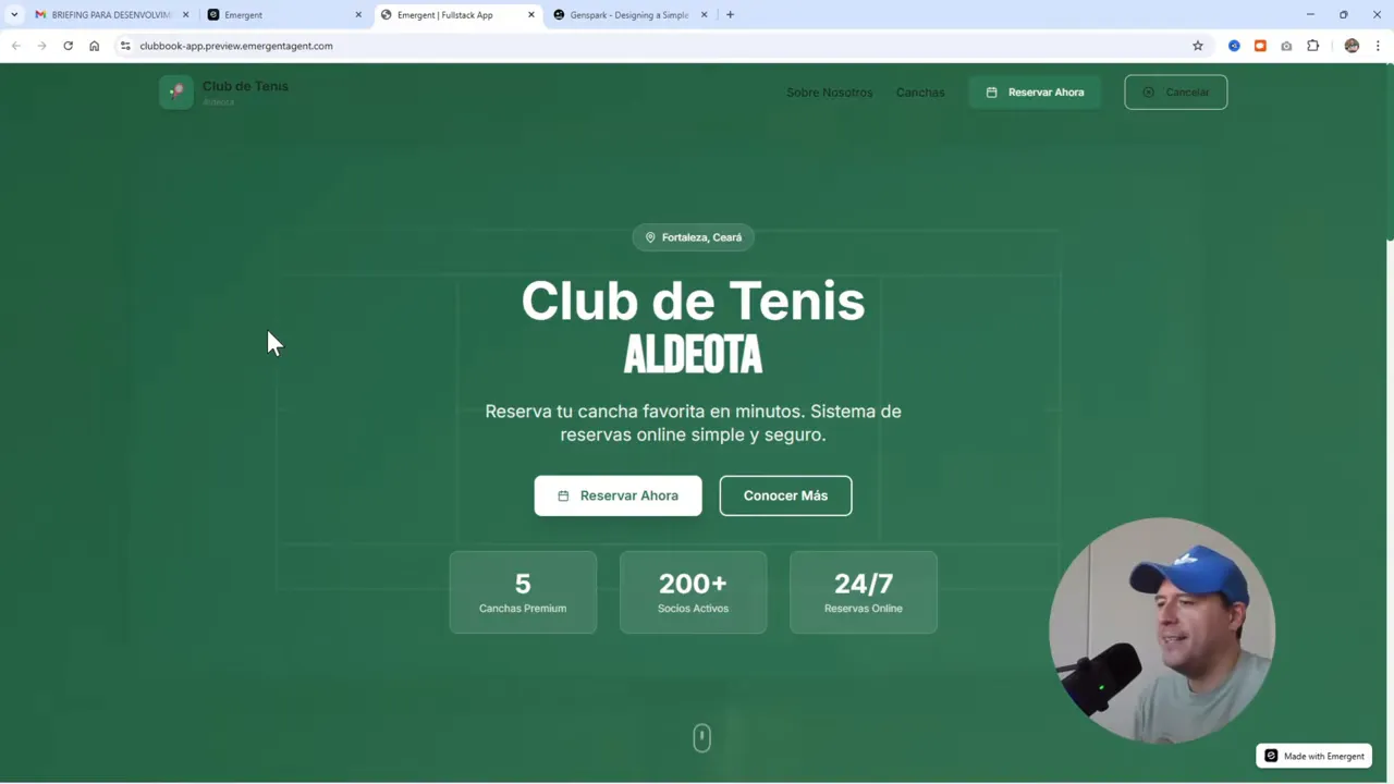 Diseño del prototipo con fondo de cancha de tenis y estilo moderno