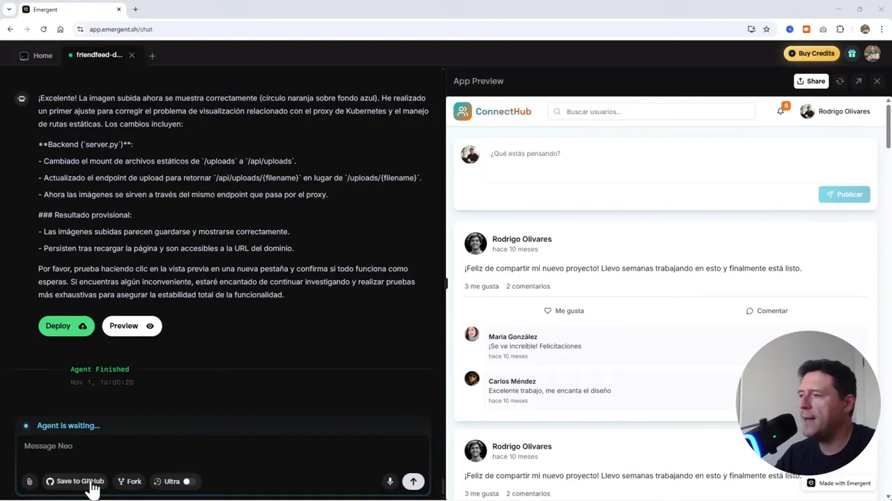 Emergent: Crea Apps con IA + Base de Datos en MINUTOS (Adiós Lovable?) 11 Opciones de deploy y exportación a GitHub en Emergent