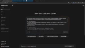 Google AI Studio mostrando el prompt completo en español para generar una landing premium